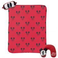 Jay Franco Disney Mickey Mouse 3 Piece Plush Kids Travel Set with Neck Pillow, Blanket & Eye Mask (Official Disney Product)