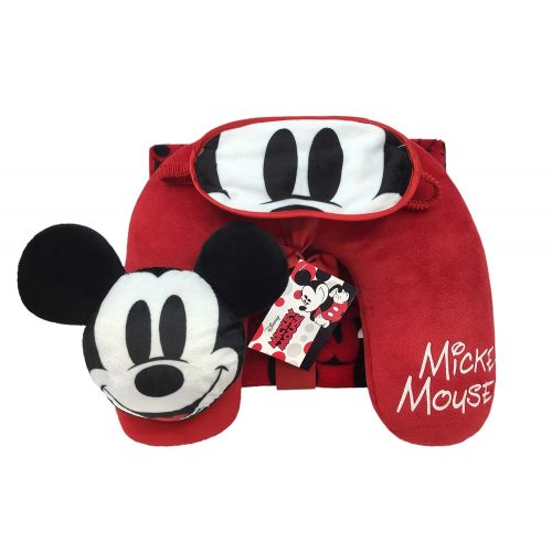  Jay Franco Disney Mickey Mouse 3 Piece Plush Kids Travel Set with Neck Pillow, Blanket & Eye Mask (Official Disney Product)