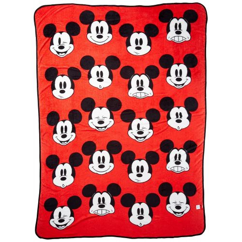  Jay Franco Plush Twin Mickey Mouse Faces Blanket-Measures 62 x 90 inches, Kids Bedding-Fade Resistant Super Soft Fleece-(Official Disney Product), 100% Polyester,