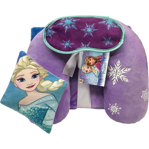  Jay Franco Disney Frozen 3 Piece Plush Kids Travel Set with Neck Pillow, Blanket & Eye Mask (Official Disney Product)