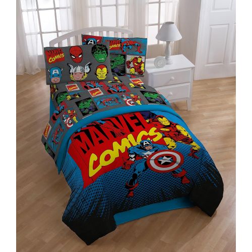  Jay Franco Marvel Avengers Superheros 3 Piece Twin Sheet Set, Gray