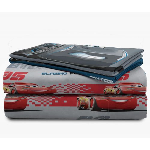  Jay Franco Disney/Pixar Cars 3 Movie Editorial Gray/Red 4 Piece Full Sheet Set with Lightning McQueen & Jackson Storm (Official Disney/Pixar Product)