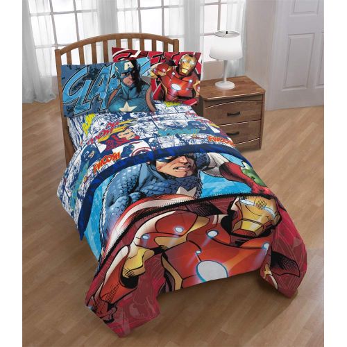  Jay Franco Marvel Avengers Publish 3 Piece Twin Sheet Set,