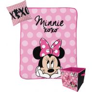 Jay Franco Disney Minnie Mouse XOXO Kids 3 Piece Plush Throw, Pillow & Collapsible Storage Box Set (Official Disney Product)