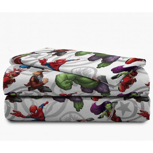  Jay Franco Marvel Avengers Marvel Team Twin Sheet Set - Super Soft and Cozy Kid’s Bedding - Fade Resistant Polyester Microfiber Sheets (Official Marvel Product)