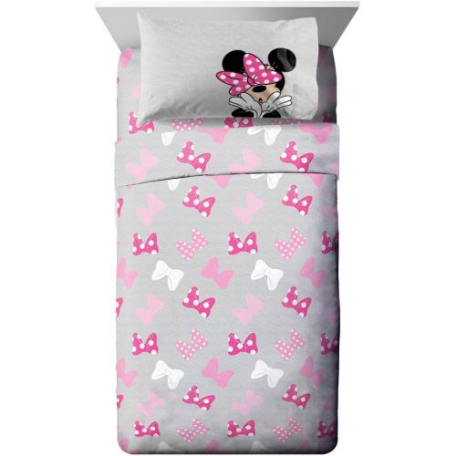  Jay Franco Disney Minnie Mouse Faces Full Sheet Set - 4 Piece Set Super Soft and Cozy Kid’s Bedding - Fade Resistant Microfiber Sheets (Official Disney Product)