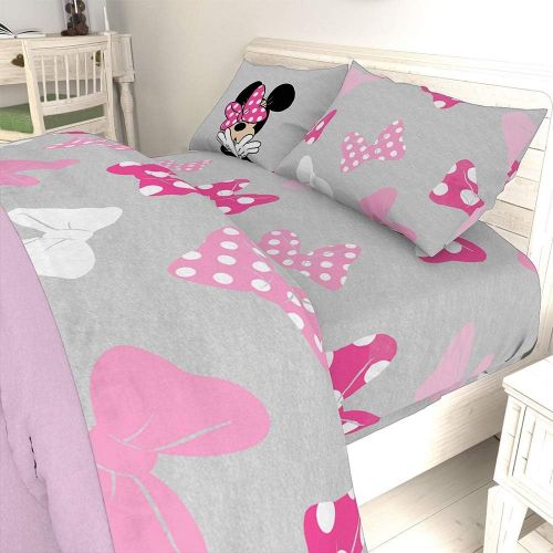  Jay Franco Disney Minnie Mouse Faces Full Sheet Set - 4 Piece Set Super Soft and Cozy Kid’s Bedding - Fade Resistant Microfiber Sheets (Official Disney Product)