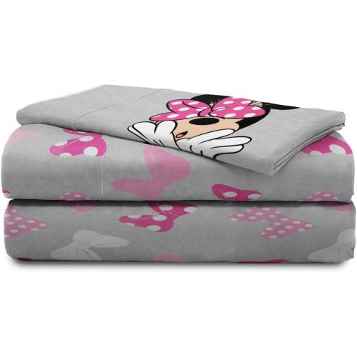  Jay Franco Disney Minnie Mouse Faces Full Sheet Set - 4 Piece Set Super Soft and Cozy Kid’s Bedding - Fade Resistant Microfiber Sheets (Official Disney Product)