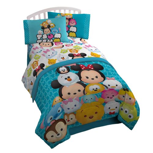  Jay Franco Disney Tsum Tsum Mash Up Teal Microfiber 3 Piece Twin Sheet Set