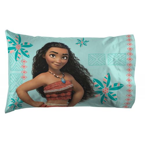  Jay Franco Disney Moana Friends 1 Pack Pillowcase - Double-Sided Kids Super Soft Bedding - Features Moana, HEI HEI & Pua (Official Disney Product)