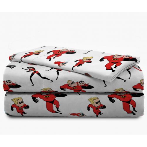  Jay Franco Disney/Pixar Incredibles Super Family Twin Sheet Set - Super Soft and Cozy Kid’s Bedding - Fade Resistant Polyester Microfiber Sheets (Official Disney/Pixar Product)