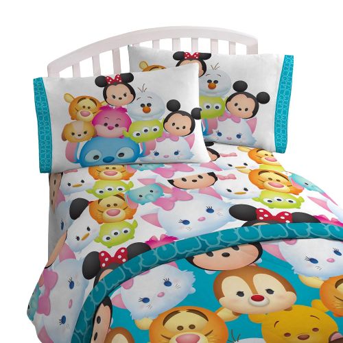  Jay Franco Disney Tsum Tsum Character Teal Microfiber 3 Piece Twin Sheet Set