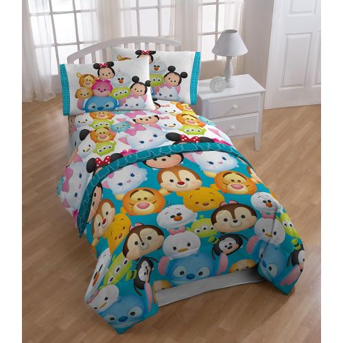  Jay Franco Disney Tsum Tsum Character Teal Microfiber 3 Piece Twin Sheet Set