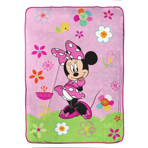  Jay Franco Disney Minnie Mouse Bowtique Garden Party Fleece 62 x 90 Twin Blanket