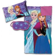 Jay Franco Disney Frozen 3 Piece Sleepover Set - Cozy & Warm Kids Slumber Bag with Pillow & Eye Mask Featuring Elsa and Anna (Official Disney Product)