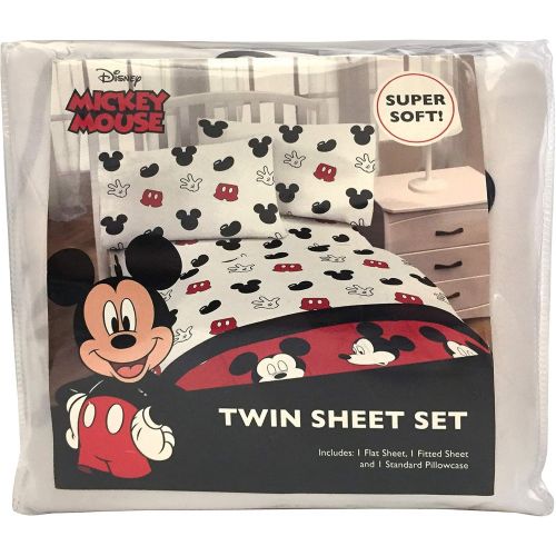  Jay Franco Disney Mickey Mouse Cute Faces Twin Sheet Set - Super Soft and Cozy Kid’s Bedding - Fade Resistant Polyester Microfiber Sheets (Official Disney Product)