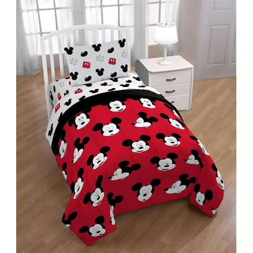  Jay Franco Disney Mickey Mouse Cute Faces Twin Sheet Set - Super Soft and Cozy Kid’s Bedding - Fade Resistant Polyester Microfiber Sheets (Official Disney Product)