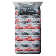 Jay Franco Disney/Pixar Cars 3 Movie Editorial Gray/Red 3 Piece Twin Sheet Set with Lightning McQueen & Jackson Storm (Official Disney/Pixar Product)