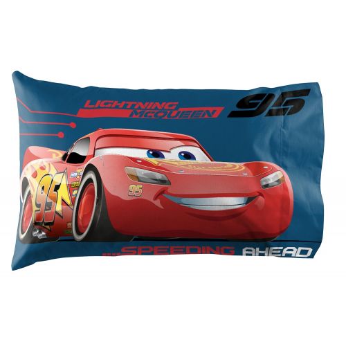  Jay Franco Disney/Pixar Cars 3 Movie Editorial Gray/Red 3 Piece Twin Sheet Set with Lightning McQueen & Jackson Storm (Official Disney/Pixar Product)