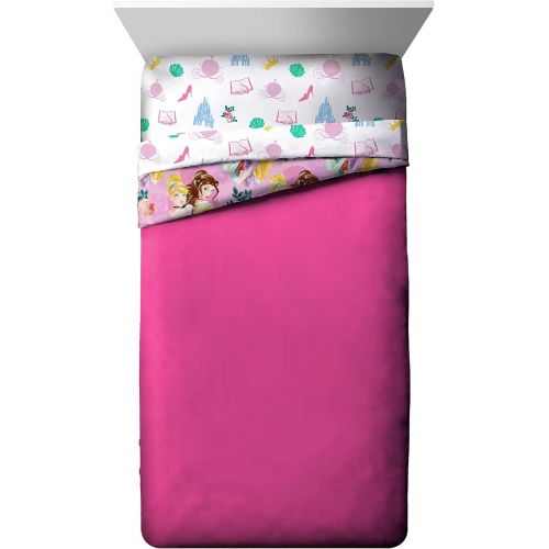  Jay Franco Disney Princess Sassy Full Comforter - Super Soft Kids Reversible Bedding Features Cinderella & Rapunzel - Fade Resistant Polyester Microfiber Fill (Official Disney Prod