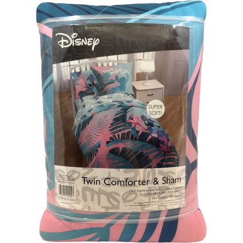  Jay Franco Disney Lilo & Stitch Floral Fun Full/QueenComforter & Sham Set - Super Soft Kids Reversible Bedding - Fade Resistant Microfiber (Official Disney Product)