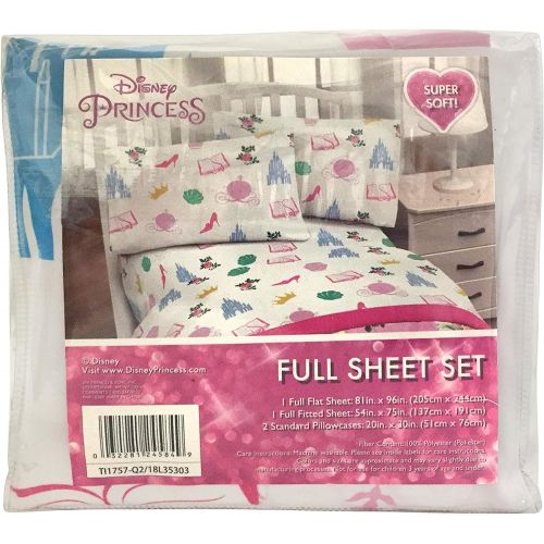  Jay Franco Disney Princess Sassy Full Sheet Set - Super Soft and Cozy Kid’s Bedding Features Rapunzel & Sleeping Beauty - Fade Resistant Polyester Microfiber Sheets (Official Disne