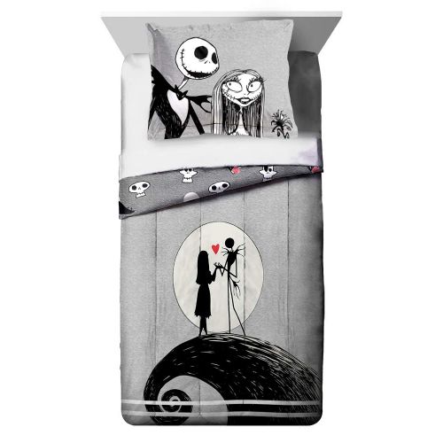  Jay Franco Disney Nightmare Before Christmas Moonlight Full/Queen Comforter & Sham Set - Super Soft Kids Bedding Features Jack Skellington and Sally - Fade Resistant Microfiber (Official Disn