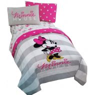 Jay Franco Disney MINNIE MOUSE 4pc PiNk & GrAy Reversible TWIN Comforter and Sheet Set