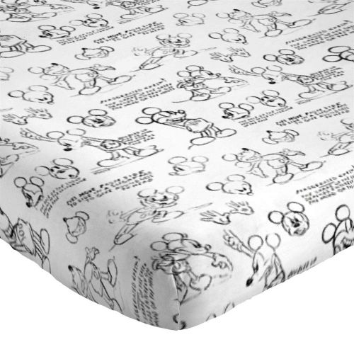  Jay Franco Disney Mickey Mouse Sketch Queen Sheet Set, White