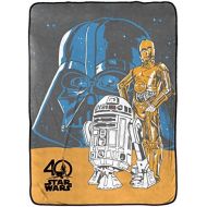 Jay Franco Star Wars 40th Droids Blanket, Measures 62 x 90 inches, Kids Bedding Features Darth Vader, C-3PO, R2-D2-Fade Resistant Super Soft Fleece-(Official Product)