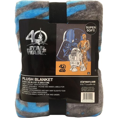  Jay Franco Star Wars 40th Droids Blanket, Measures 62 x 90 inches, Kids Bedding Features Darth Vader, C-3PO, R2-D2-Fade Resistant Super Soft Fleece-(Official Product)