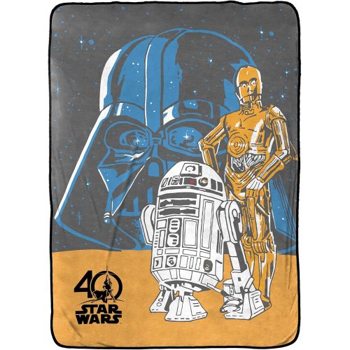  Jay Franco Star Wars 40th Droids Blanket, Measures 62 x 90 inches, Kids Bedding Features Darth Vader, C-3PO, R2-D2-Fade Resistant Super Soft Fleece-(Official Product)