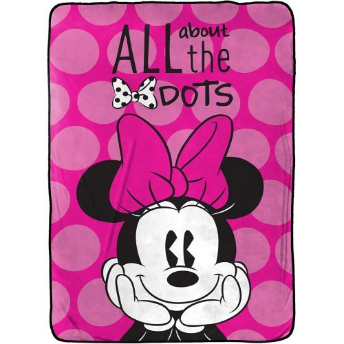  Jay Franco Mouse Blanket, Measures 62 x 90 inches (Official Disney Product), Minnie Dots