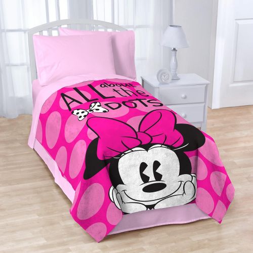  Jay Franco Mouse Blanket, Measures 62 x 90 inches (Official Disney Product), Minnie Dots