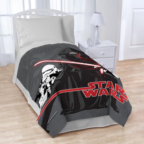  Jay Franco Ep 7 Live Action Grey Blanket-Measures 62 x 90 inches, Kids Bedding Features Kylo Ren & Stormtroopers-Fade Resistant Super Soft Fleece-(Official Star Wars Product), Ep7