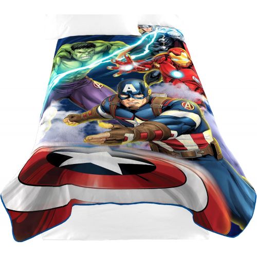  Jay Franco Marvel Avengers Blue Circle Fleece Plush Blanket, 62 x 90/Twin