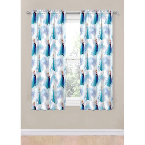  Jay Franco Disney Frozen Magic Winter 63 Decorative Curtain/Drapes 4-Piece Set (2 Panels, 2 Tiebacks)