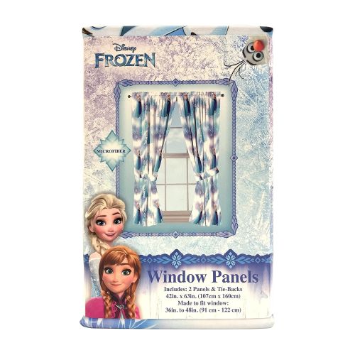  Jay Franco Disney Frozen Magic Winter 63 Decorative Curtain/Drapes 4-Piece Set (2 Panels, 2 Tiebacks)