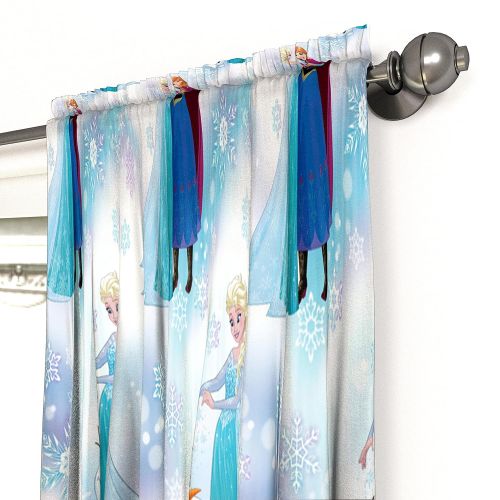  Jay Franco Disney Frozen Magic Winter 63 Decorative Curtain/Drapes 4-Piece Set (2 Panels, 2 Tiebacks)