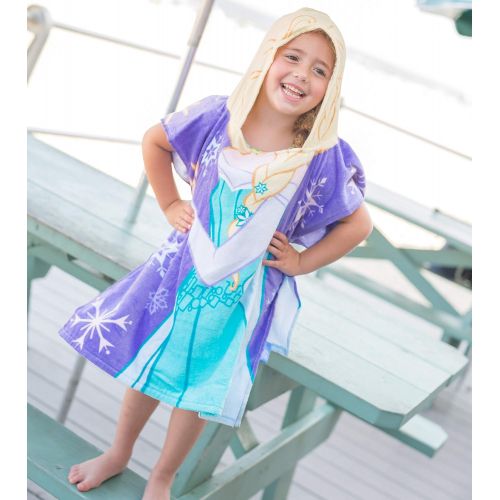  Jay Franco Disney Frozen Princess Elsa Cotton Hooded Beach/Bath/Pool Poncho