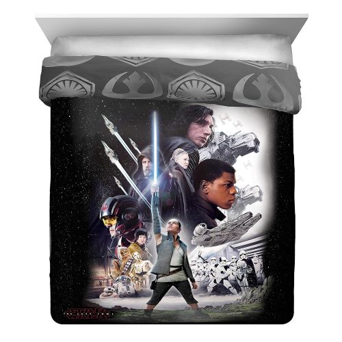  Jay Franco Star Wars Ep 8 Epic Poster Full/Queen Comforter - Reversible Bedding features Rey, Finn, Poe, Kylo Ren, Luke Skywalker, Leia, BB-8, C3-PO, R2-D2 & Chewbacca (Offical Star Wars Prod