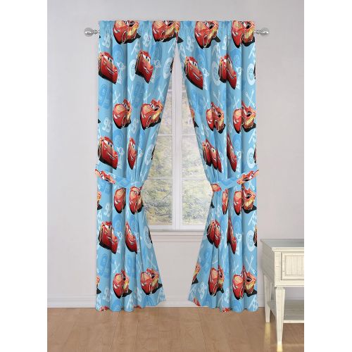  Jay Franco Disney Pixar Cars Velocity 84 Decorative Curtain/Drapes 4 Piece Set (2 Panels, 2 Tiebacks)