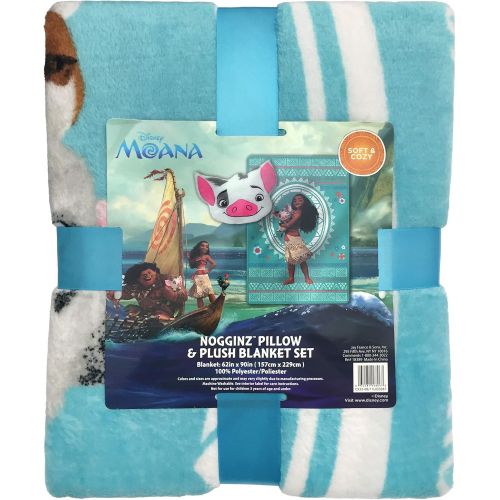  Jay Franco Disney Moana 40 x 50 Throw Blanket, Kids Super Soft 2 Piece Nogginz Set (Official Product)