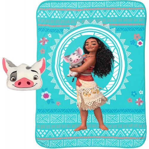  Jay Franco Disney Moana 40 x 50 Throw Blanket, Kids Super Soft 2 Piece Nogginz Set (Official Product)