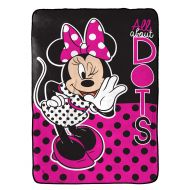 Jay Franco Disney Minnie Mouse All About Dots Fleece 62 x 90 Twin Blanket, Black/Pink
