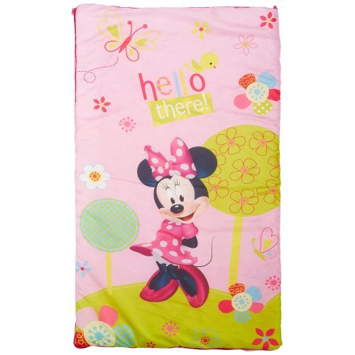  Jay Franco Disney Minnie Mouse Bowtique 2 Piece Slumberbag with Bonus Backpack with Straps, Pink