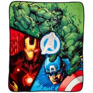 Jay Franco Marvel Avengers Plush Throw - Measures 50 x 60 Super Soft Polyester Bedding Features Iron Man, Hulk, & Captain America, Machine Washable (Official Marvel Product)