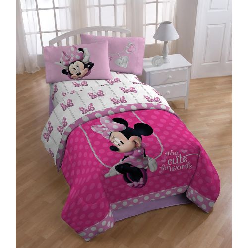  Jay Franco Disney Minnie Mouse Bowtique Faux Fun 39 x 75 Twin Sheet Set