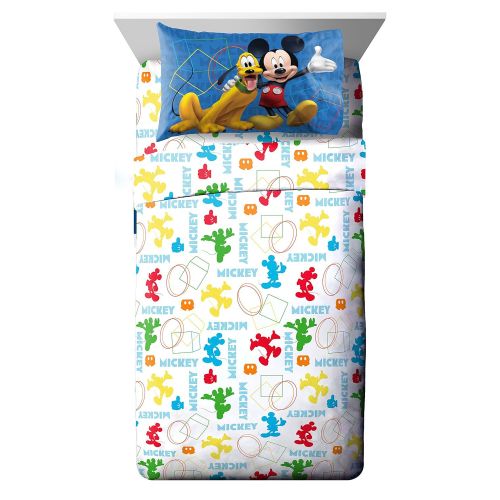  Jay Franco Disney Junior Mickey Mouse Clubhouse Adventure White 3 Piece Twin Sheet Set (Official Disney Product)