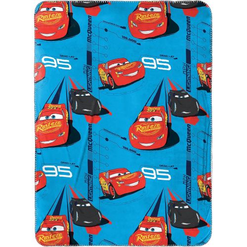  Jay Franco Disney/Pixar Cars 3 Movie Speed Trip Light Blue 40 x 50 Travel Throw Blanket with Lightning McQueen and Jackson Storm (Official Disney/Pixar Product)